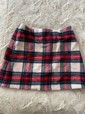 Abercrombie & Fitch Red, Navy and Cream Plaid Mini Skirt